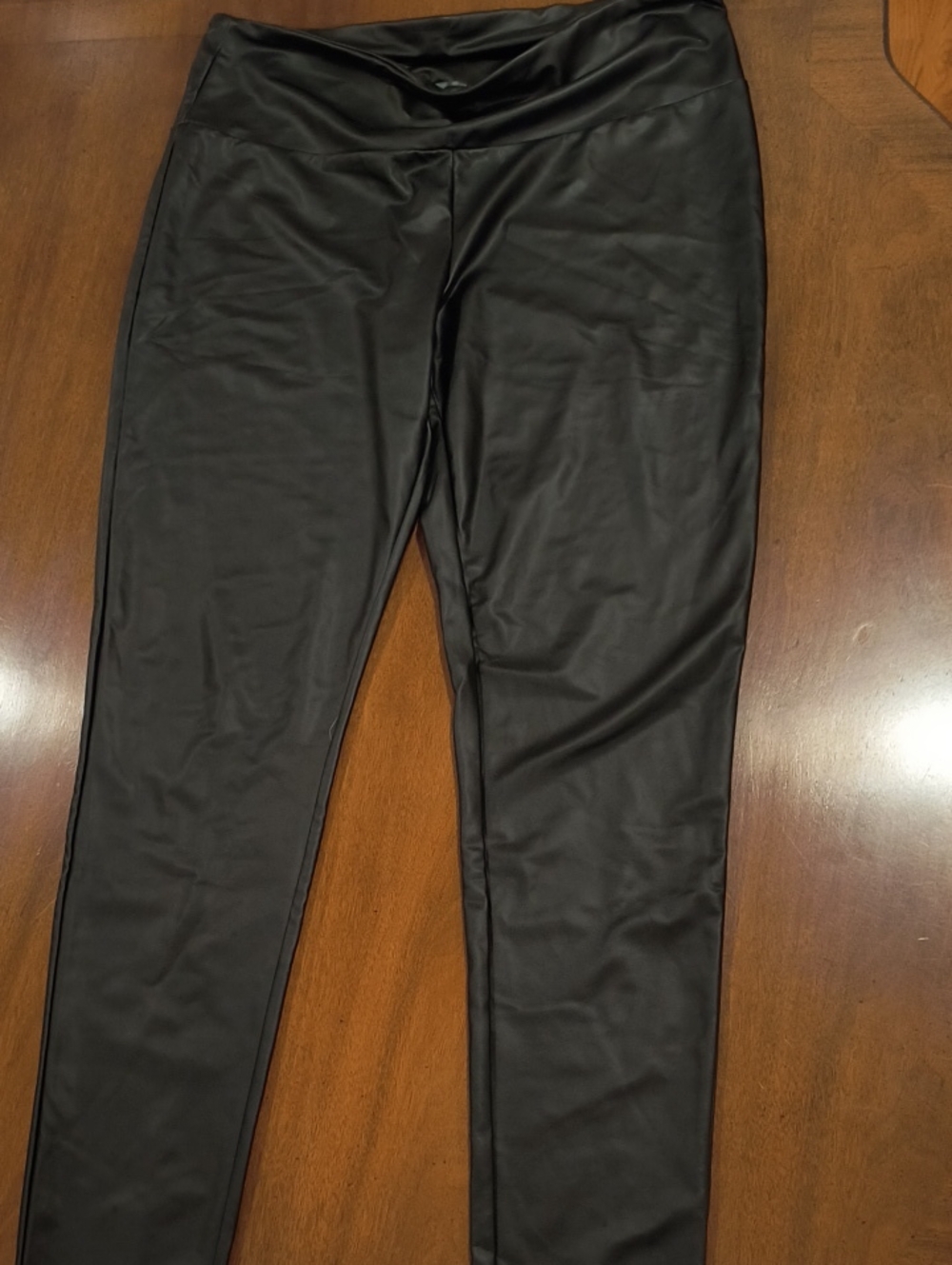 Women's s Black Faux Leather Stretch Pants